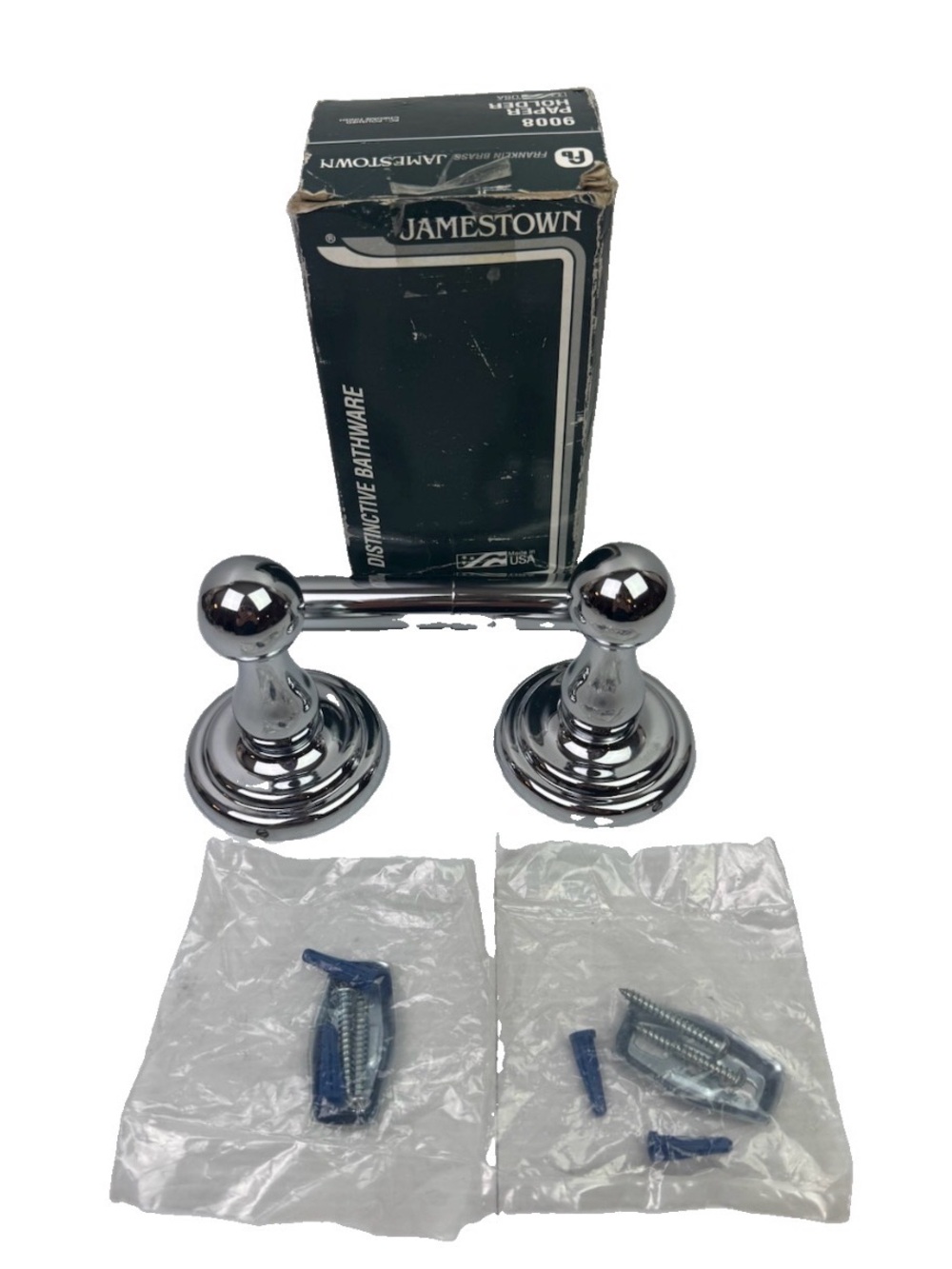 Vintage Franklin Brass Jamestown Polished Chrome Toilet Paper Holder 9008PC NIB